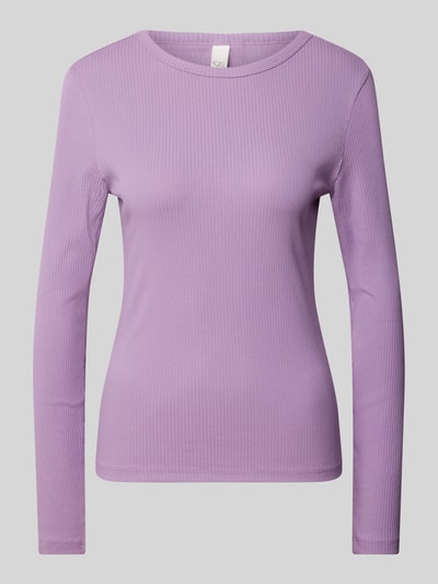 QS Longsleeve mit geripptem Rundhalsausschnitt Rosa 1