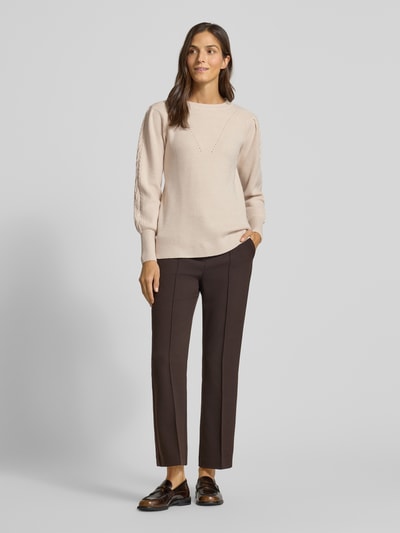 Soyaconcept Strickpullover mit gerippten Abschlüssen Modell 'KANITA' Ecru Melange 1