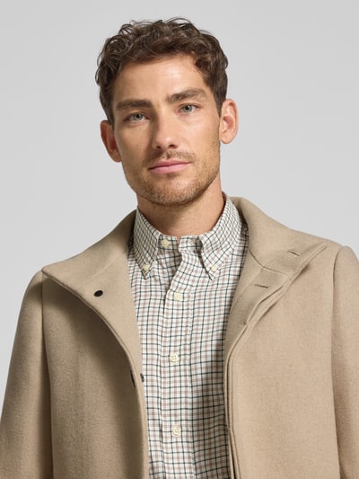 Matinique Lange jas met opstaande kraag, model 'Harvey' Beige - 3