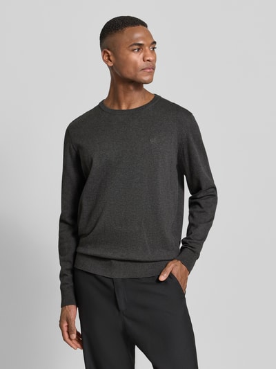 bugatti Strickpullover mit gerippten Abschlüssen Dunkelgrau 4