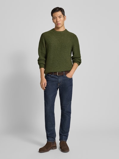 MCNEAL Gebreide pullover van wolmix met ronde hals Olijfgroen gemêleerd - 1