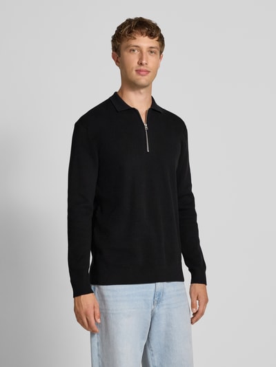 Only & Sons Regular Fit Strickpullover aus Baumwoll-Mix Modell 'PHIL' Black 4