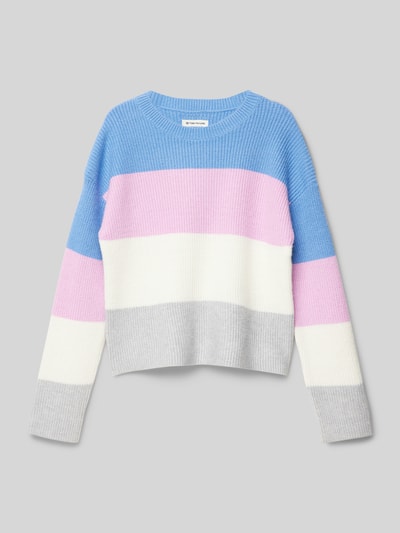 Tom Tailor Cropped Strickpullover mit Colour Blocking Rosa 1