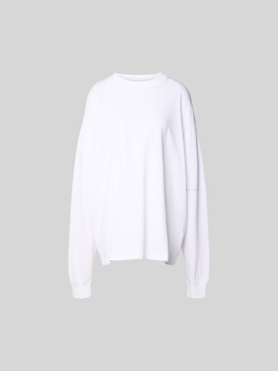 Produktfoto, Oversized Longsleeve aus Baumwolle von black palms, weiß, oversized, Rundhalsausschnitt, elastische Ärmelabschlüsse, Rückenlänge 79 cm in Größe S
