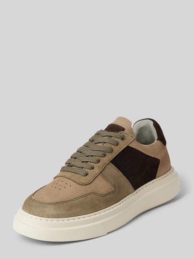 DIGEL Sneakers van leer met vetersluiting, model 'Snoop' Olijfgroen - 1