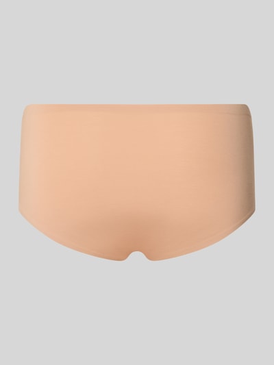Produktfoto, Slim Fit Slip in Hipster-Optik von Mey im Nude-Ton, glatte Oberfläche, elastischer Modal-Mix, Logo-Print auf Rückseite