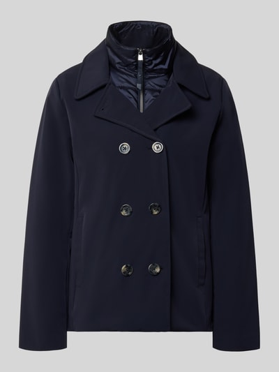 Produktfoto, Regular Fit Jacke mit Stehkragen Modell 'PAMILLA' von CINQUE in Dunkelblau, doppelte Knopfleiste, strukturierte Oberfläche