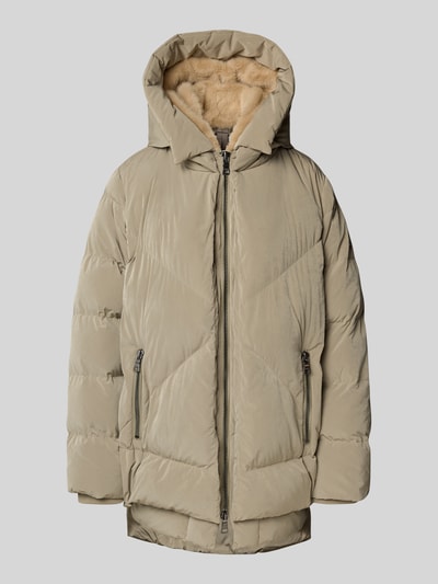 Blonde No. 8 Lange winterjas met imitatiebont, model 'FROST' Kaki - 2