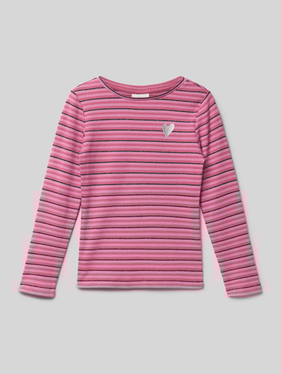 s.Oliver RED LABEL Bluzka z długim rękawem o kroju slim fit z mieszanki bawełny  Fuksjowy 1