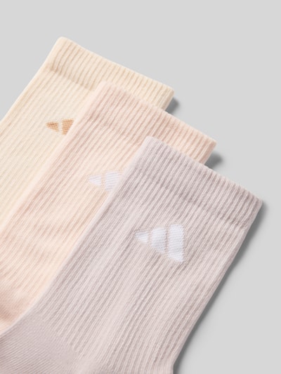 Produktfoto, Socken mit Logo im 3er-Pack von adidas Sportswear aus Baumwoll-Mix mit Stretch-Anteil, verschiedene Pastellfarben, strukturierte Rippenoptik, körpernahe Passform, Logo-Design, 3er-Pack.