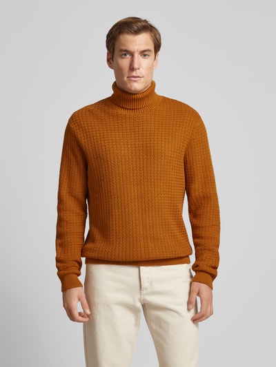 SELECTED HOMME Rollkragenpullover mit Strukturmuster Modell 'ZIG' Orange 4