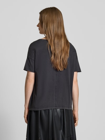 Oui Relaxed Fit T-Shirt aus reiner Baumwolle mit Motiv-Print Anthrazit 5