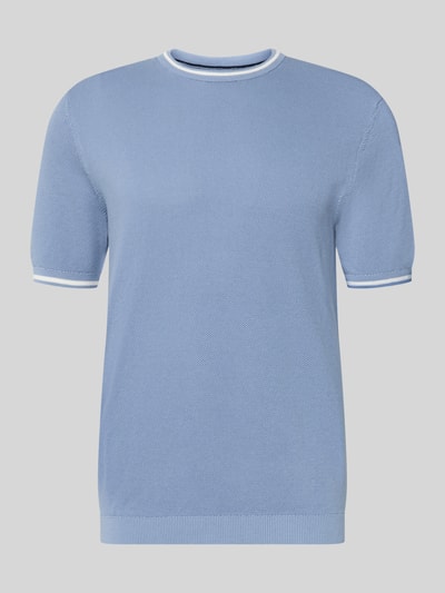 Produktfoto, Regular Fit T-Shirt in Strick-Optik von Christian Berg Men in Hellblau, reine Baumwolle, elastische Abschlüsse, Rundhalsausschnitt