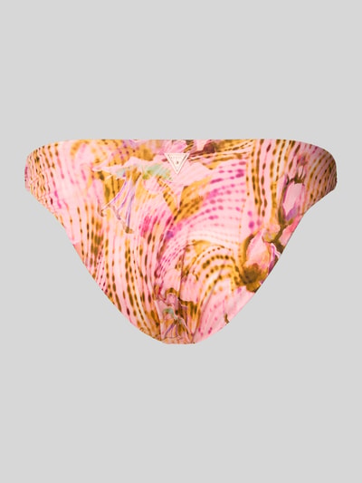 Produktfoto, Bikini-Slip im Allover-Look Modell 'INES' von Guess in Rosa, Braun und Beige mit abstrakten Mustern, Material-Mix mit Stretch-Anteil, körpernahe Passform für Damen.