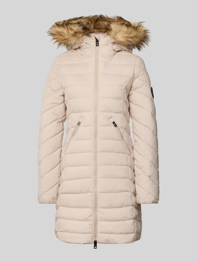 Superdry Płaszcz pikowany o kroju regular fit z obszyciem ze sztucznego futra model ‘Fuji’ Piaskowy 2
