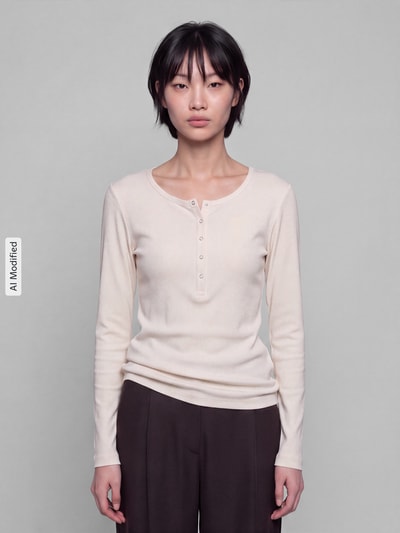 s.Oliver RED LABEL Slim fit shirt met lange mouwen van mix van katoen en lyocell Offwhite - 4