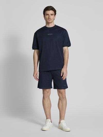 BOSS Orange T-Shirt mit Lochstickerei Dunkelblau 1