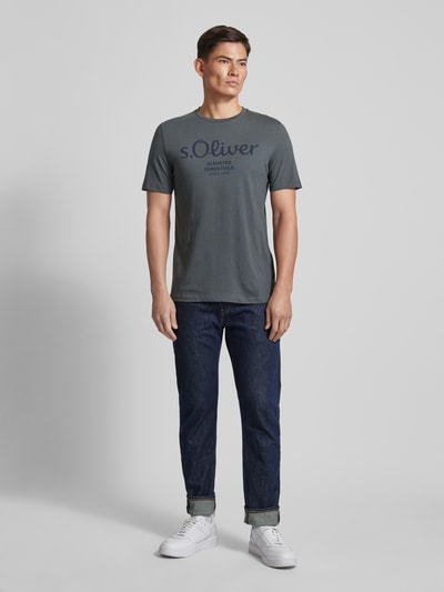 s.Oliver RED LABEL T-shirt met labelprint Antraciet - 1