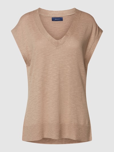 Gant Strickshirt mit V-Ausschnitt Beige 2