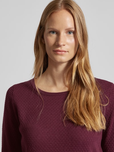 Vero Moda Regular Fit Strickpullover mit Rundhalsausschnitt 'CARE STRUCTURE' Bordeaux 3