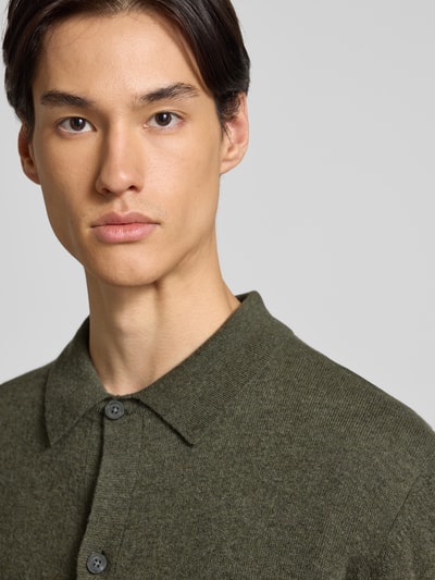 Christian Berg Men Strickjacke aus Baumwoll-Kaschmir-Mix Oliv Melange 3