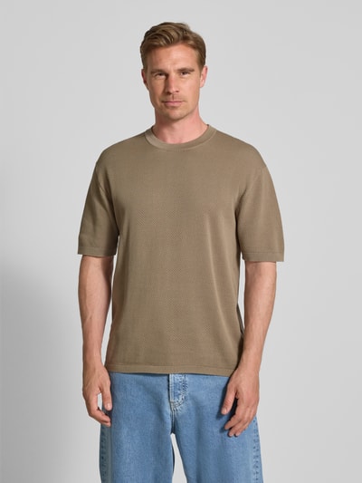 Drykorn Gebreid shirt met structuurmotief, model 'Derico' Zand - 4