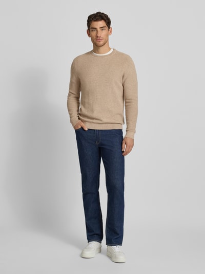 Selected Homme Regular Fit Pullover aus reiner Bio-Baumwolle Modell 'ROSS' Ecru Melange 1