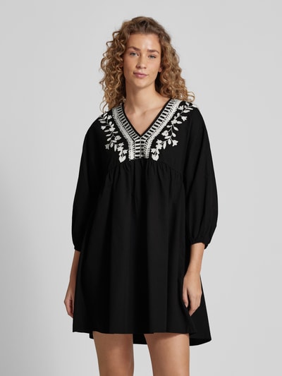 Vero Moda Tunikakleid mit Stitching und V-Ausschnitt Modell 'VACATION' Black 4