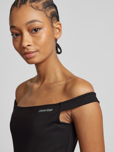 Calvin Klein Jeans Off-Shoulder-Kleid mit Label-Stitching Black 3