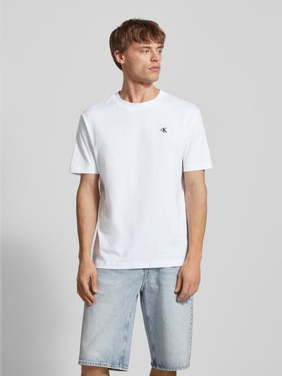 Calvin Klein Jeans T-Shirt mit geripptem Rundhalsausschnitt Weiss 4