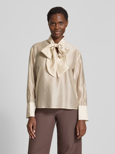 Stefanel Schluppenbluse aus Lyocell-Mix Modell 'BOW SHIRT' Beige 4