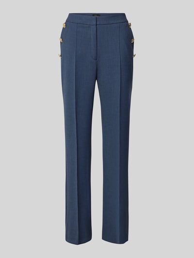 s.Oliver BLACK LABEL Regular fit pantalon met viscose, hoge taille en decoratieve knopen Blauw - 2