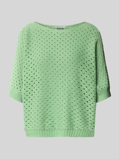 ZABAIONE Gebreide pullover met ajourpatroon, model 'Ho44liday' Rietgroen - 2