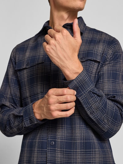 Casual Friday Regular fit overhemdjack met viscose, model 'Gorm' Donkerblauw - 3