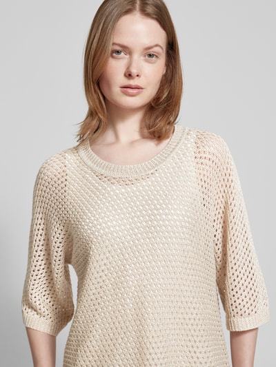 Hemisphere Strickpullover mit Lochmuster Sand 3