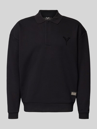 CARLO COLUCCI Bluza o kroju oversized z kołnierzykiem polo Czarny 2