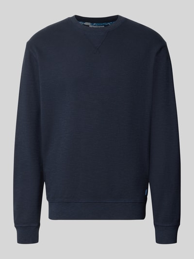 Produktfoto, Regular Fit Sweatshirt aus katoenmix van Scotch & Soda in donkerblauw met ronde hals en elastische boordjes, Heren sweatshirt, Ruglengte bij maat M 61 cm, mouwlengte bij maat M 70 cm