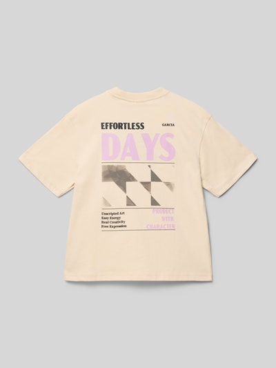 Produktfoto, Regular fit T-Shirt mit Statement-Print von Garcia aus Reine Baumwolle in Beige mit Rundhalsausschnitt, Rückenlänge 56 cm in Größe 140, Kinder T-Shirt