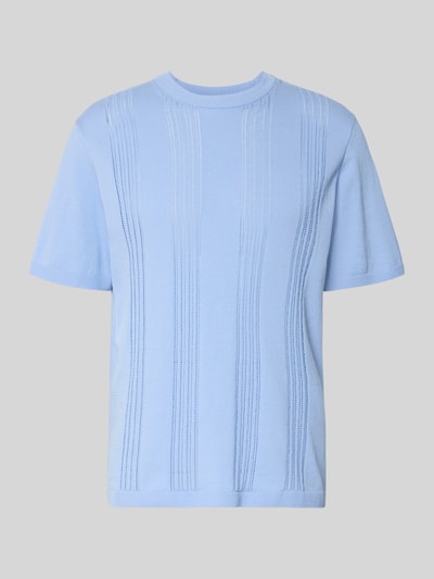Produktfoto, Relaxed Fit T-Shirt aus reiner Baumwolle von Armedangels, hellblau, Optik: Unifarben, Feinstrick, Label-Patch, Rundhals, Kurzarm, Rumpfabschluss: Gerippt