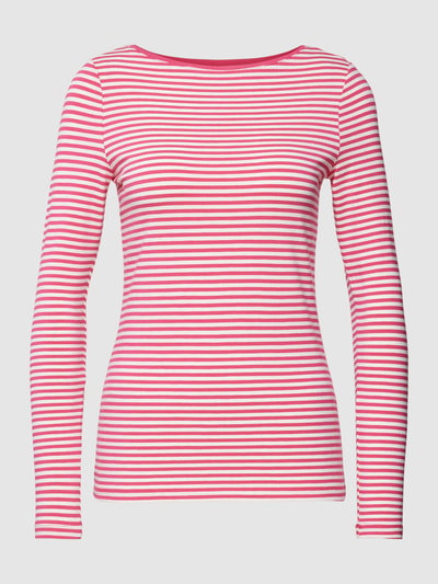 Montego Shirt met lange mouwen, streepmotief en boothals Fuchsia - 2