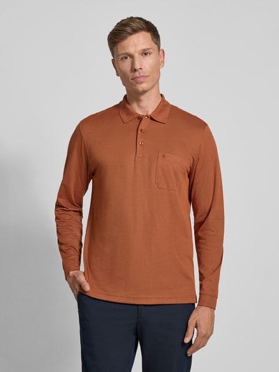 RAGMAN Regular fit poloshirt met borstzak Roestrood - 4