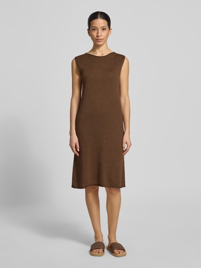 Marc O'Polo Schmales Strickkleid aus Baumwoll-Leinen-Mix Mittelbraun 4