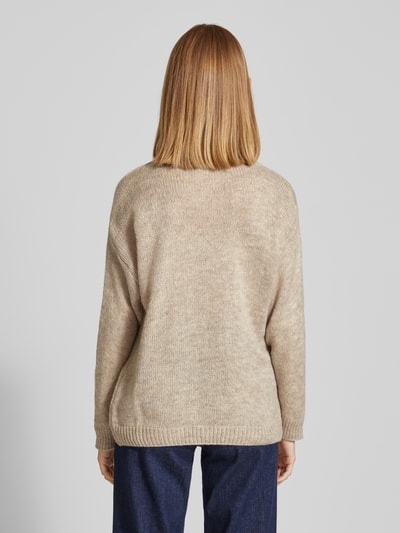 ZABAIONE Oversized gebreide pullover met motiefprint Taupe - 5