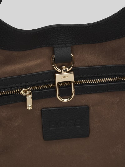 BOSS Shopper aus echtem Leder mit Label-Detail Black 6