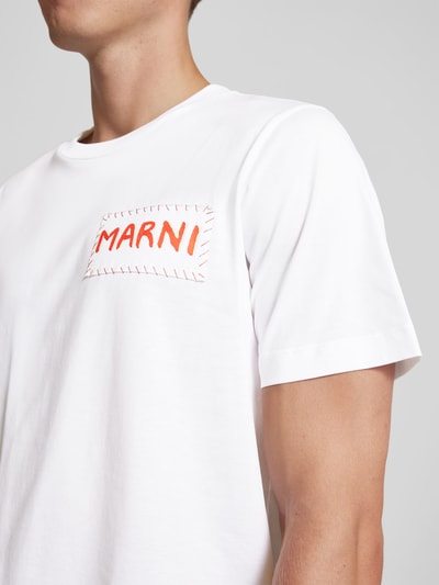 Marni T-Shirt mit Label-Patch Weiss 3