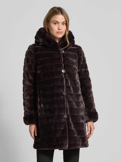 PETITE M. Keerbaar jack van imitatiebont met capuchon en steekzakken Donkerbruin - 6