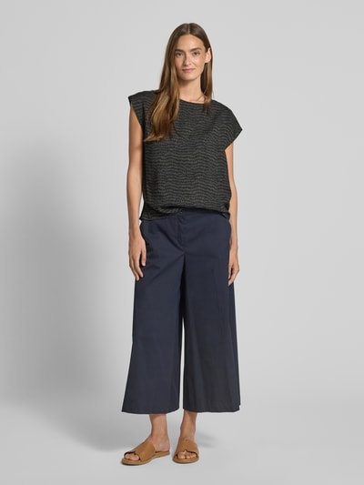 OPUS Top bluzkowy o kroju regular fit z czystej wiskozy model ‘Ferena splash’ Granatowy 1