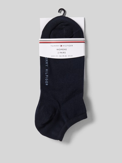 Produktfoto, Sneakersocken mit Label-Schriftzug im 2er-Pack von Tommy Hilfiger, czarne, mieszanka bawełny, z napisem z logo, prążkowany ściągacz, zestaw 2 szt.