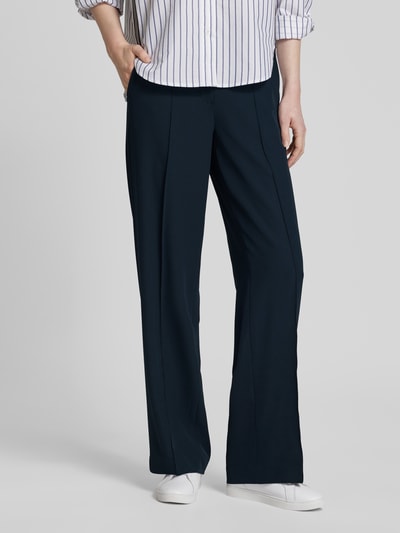 OPUS Straight leg stoffen broek met vaste persplooien, model 'Melane' Marineblauw - 4