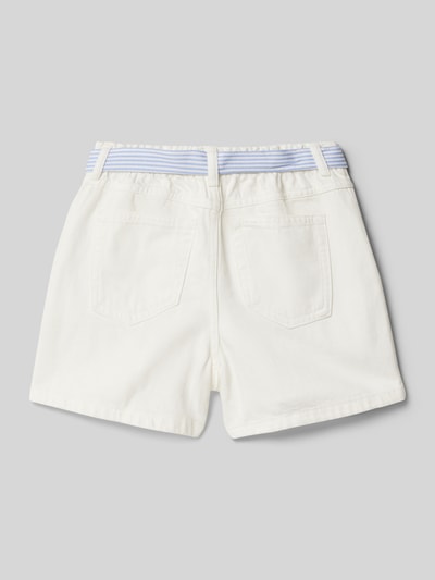 Mango Regular Fit Jeansshorts mit Bindegürtel Modell 'gala' Weiss 3